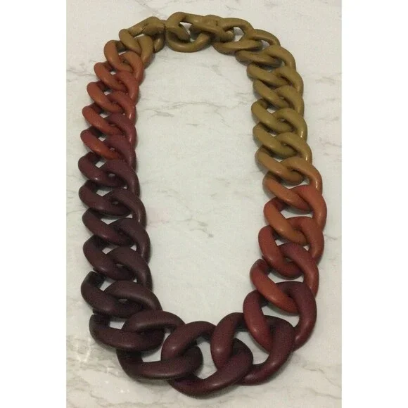 PONO by Joan Goodman Italian Resin Necklace Red Brown Tan  30" - Picture 2 of 4